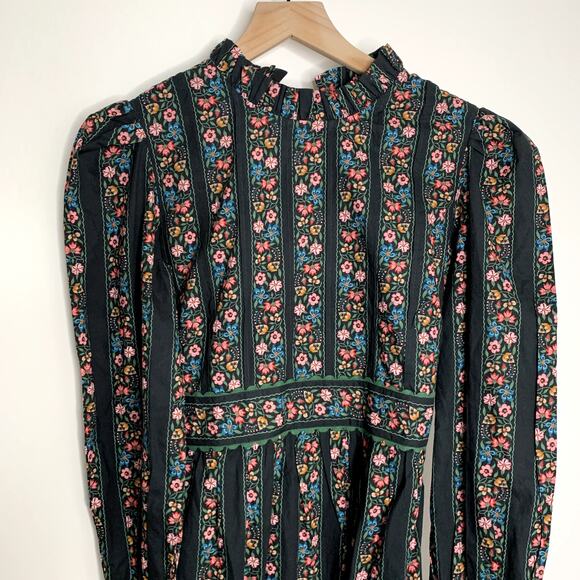 Pink City Prints Savannah Dress Haworth Border Black Womens XS - Picture 9 of 16